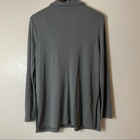 Retro Cardigan Blazer Jacket Open Collar Long Button Blazer Gray Size Medium - Picture 9 of 11